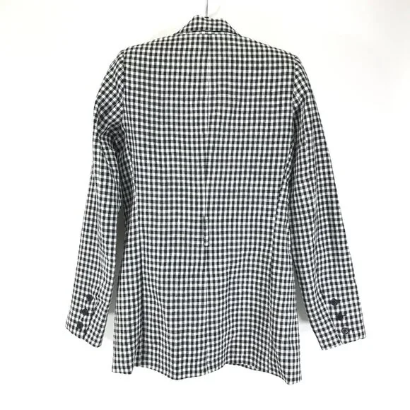 Reformation Rae Gingham Check Double Breasted Blazer Women's Small Linen Career